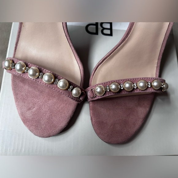 BP Natalie Embellished Strappy Stiletto Sandal Blush Suede 6.5 - Picture 7 of 12